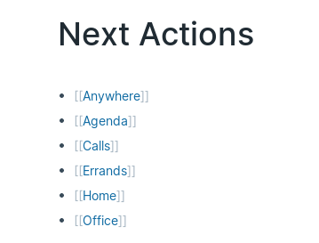 Next Actions page